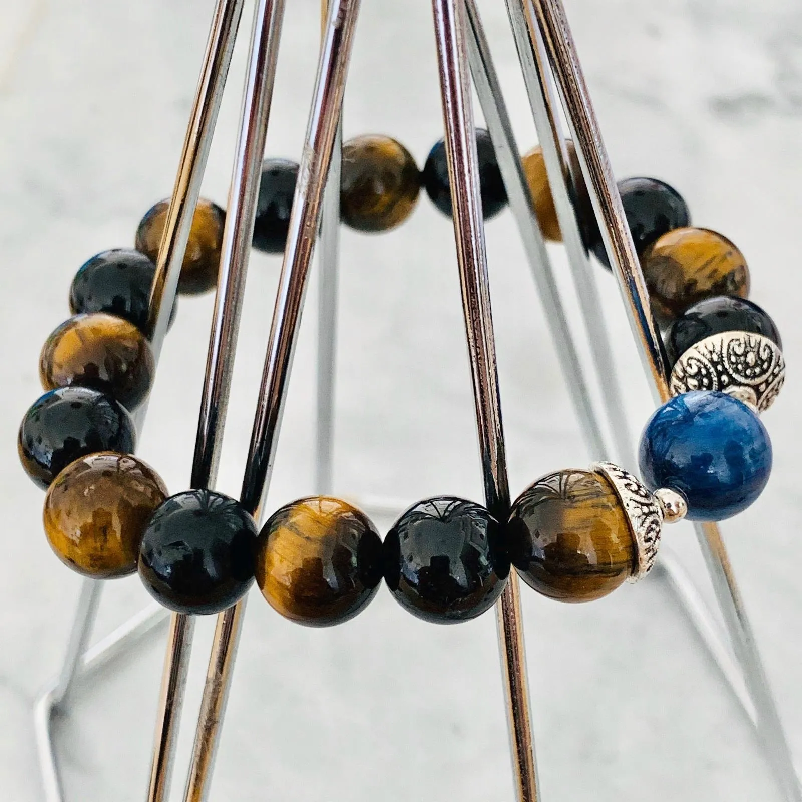 Kyanite, Black Tourmaline & Tigereye Men Bracelet