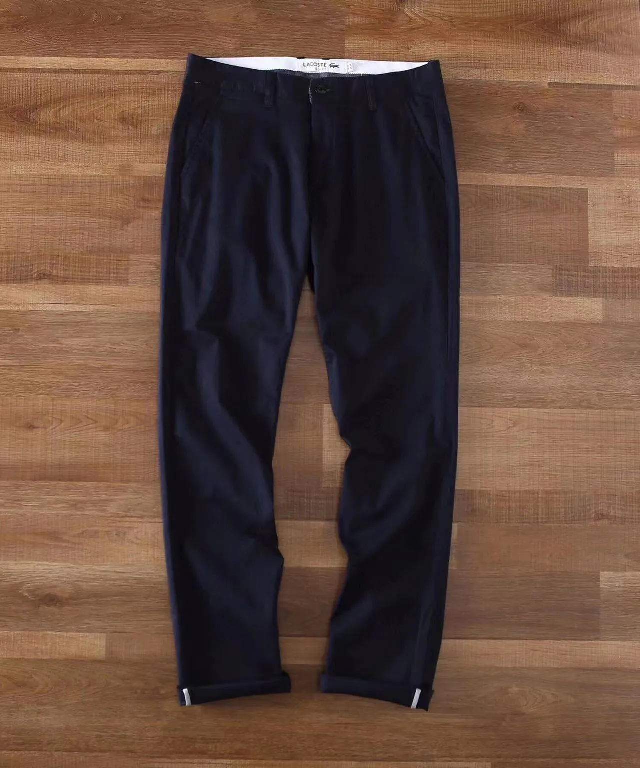 LACOSTE Men's Slim Fit Stretch Gabardine Chino Pants-Navy