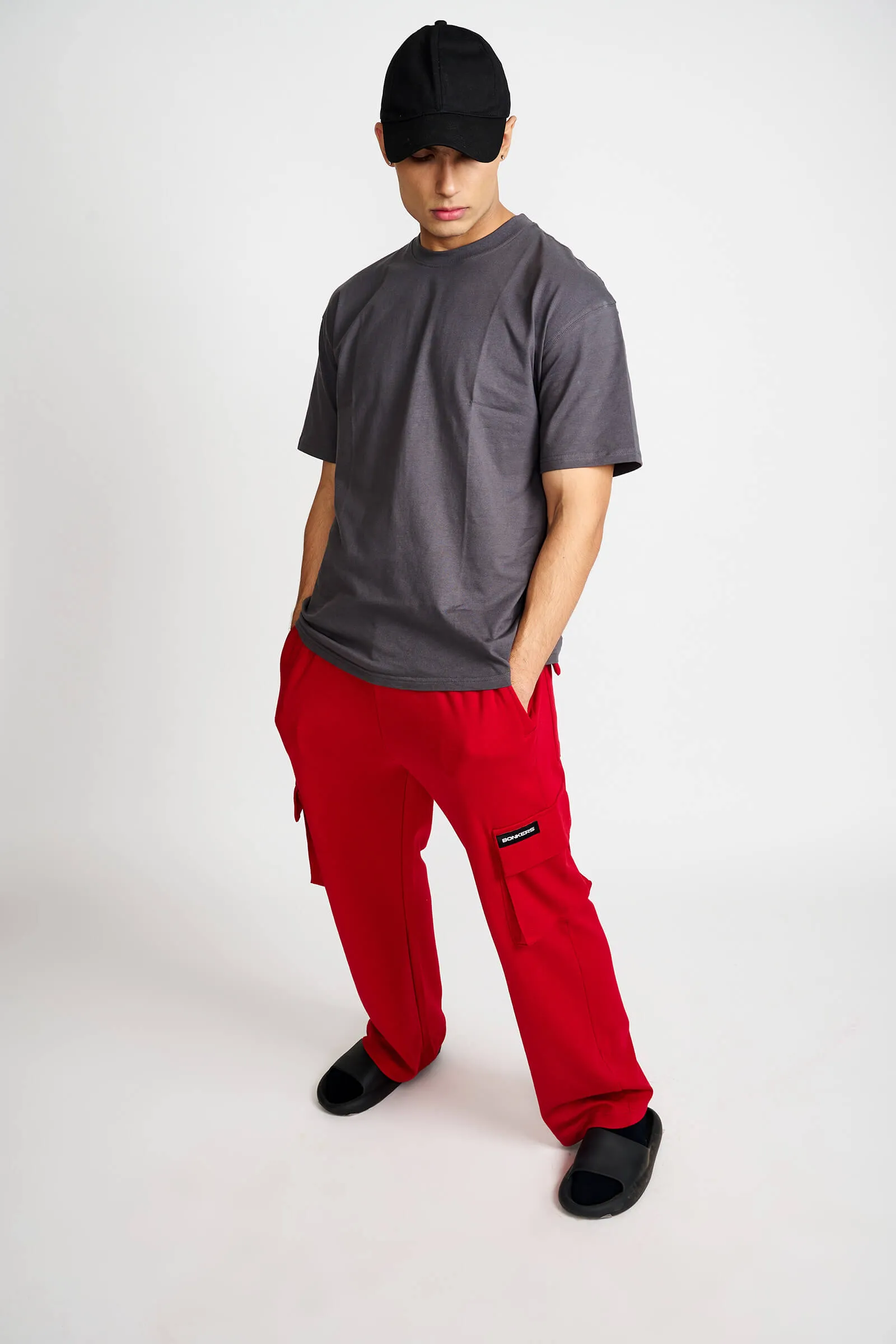 Maroon Utility Straight Fit Pants