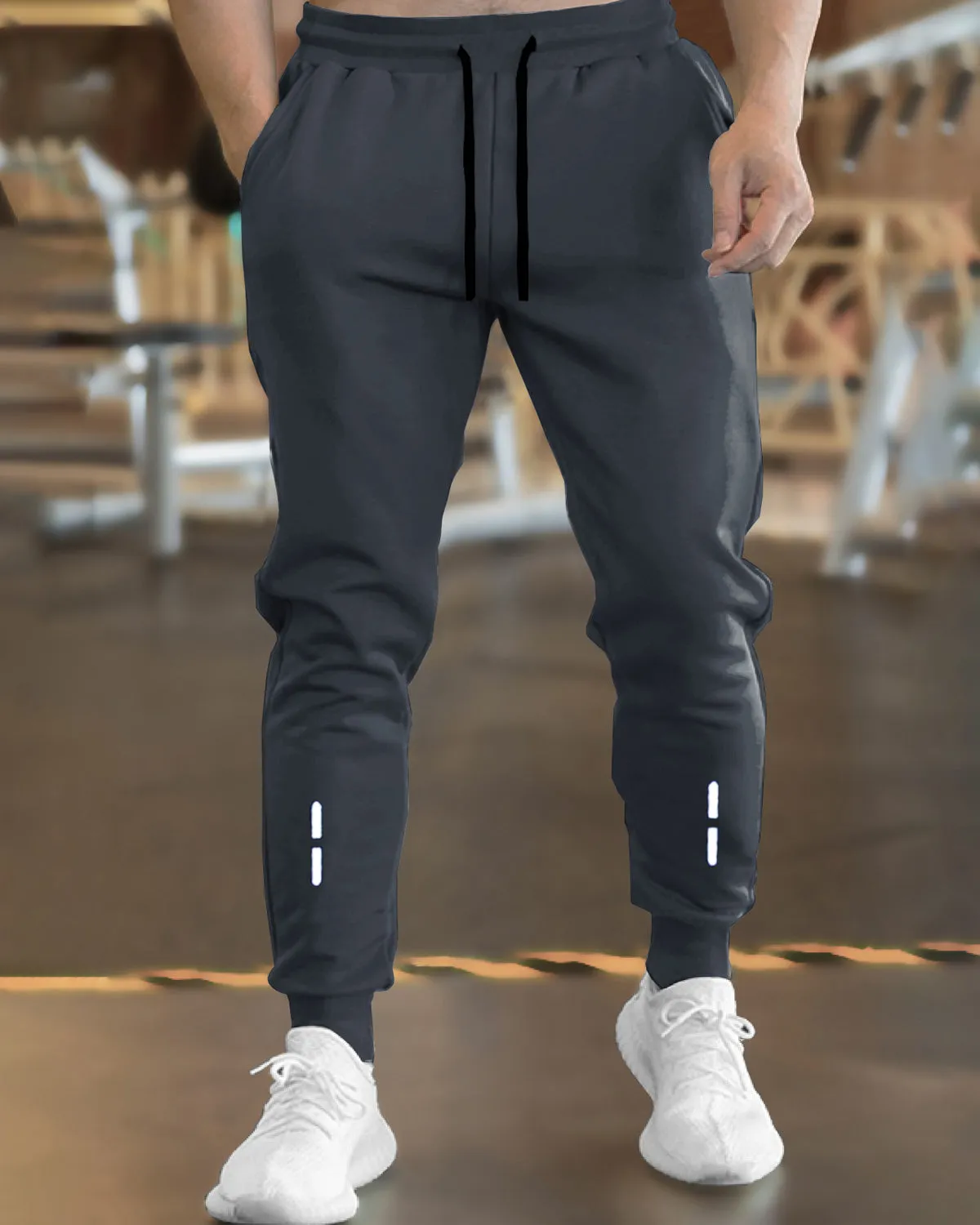 Men Charcoal Black Cuffed Ankle Trackpant