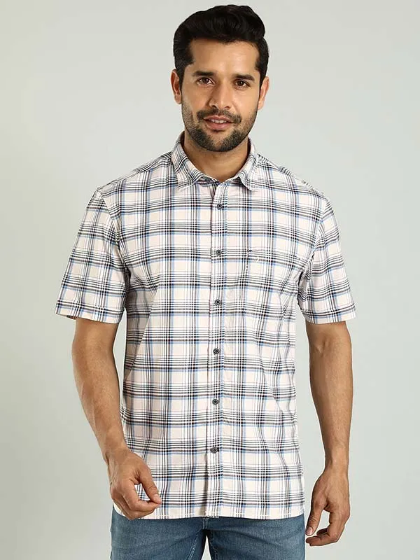 Men Checked Half Sleeve Cotton Shirt