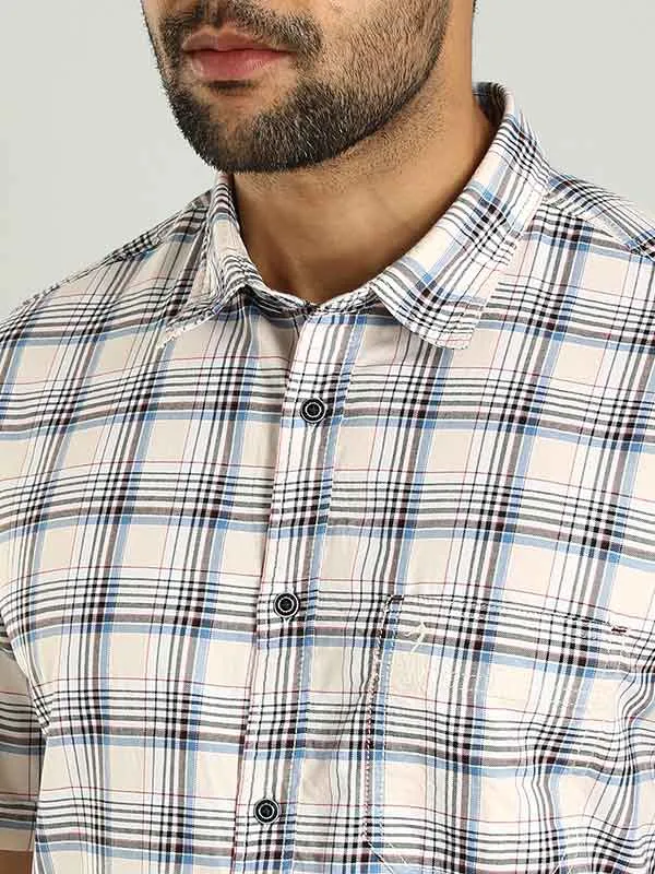 Men Checked Half Sleeve Cotton Shirt