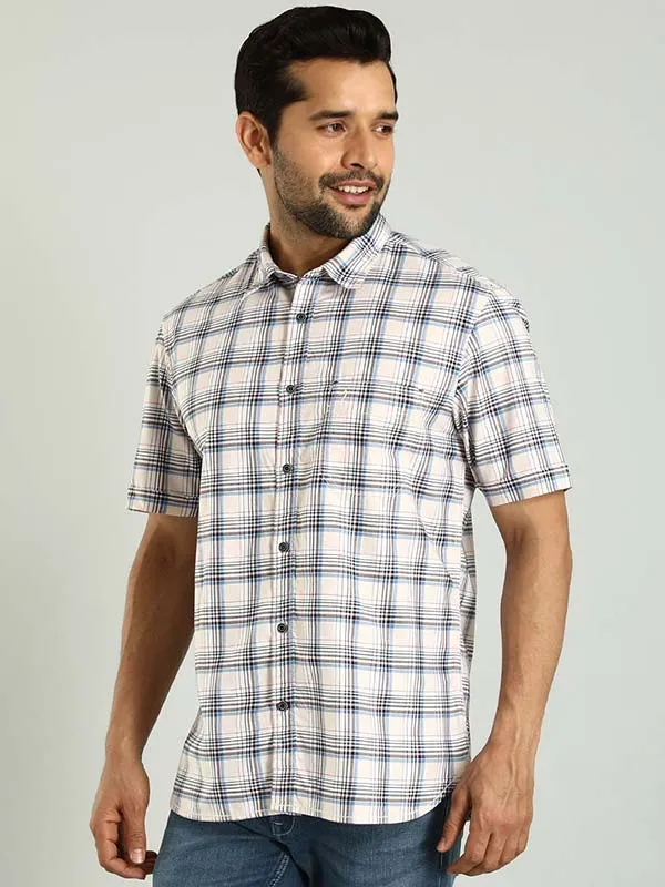 Men Checked Half Sleeve Cotton Shirt