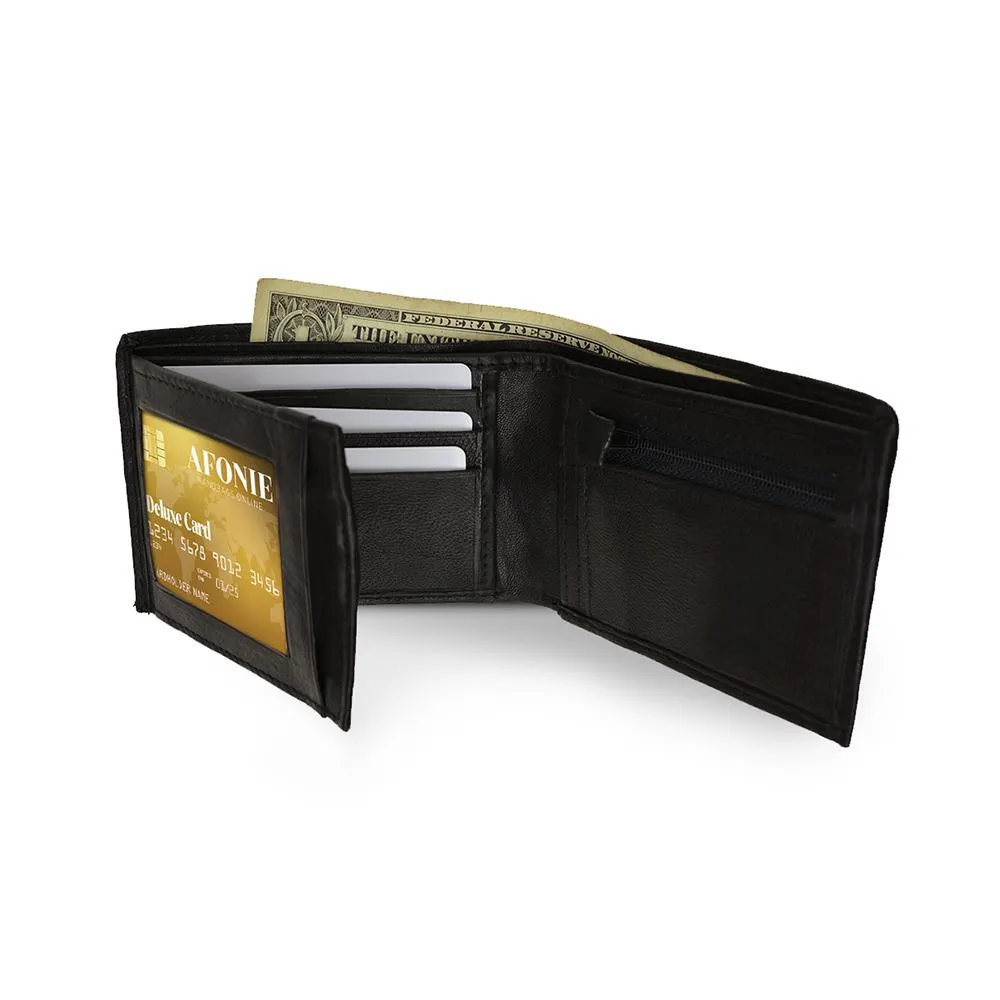 Men Genuine Leather Tri-fold Wallet