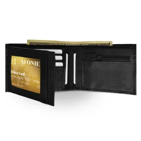 Men Genuine Leather Tri-fold Wallet