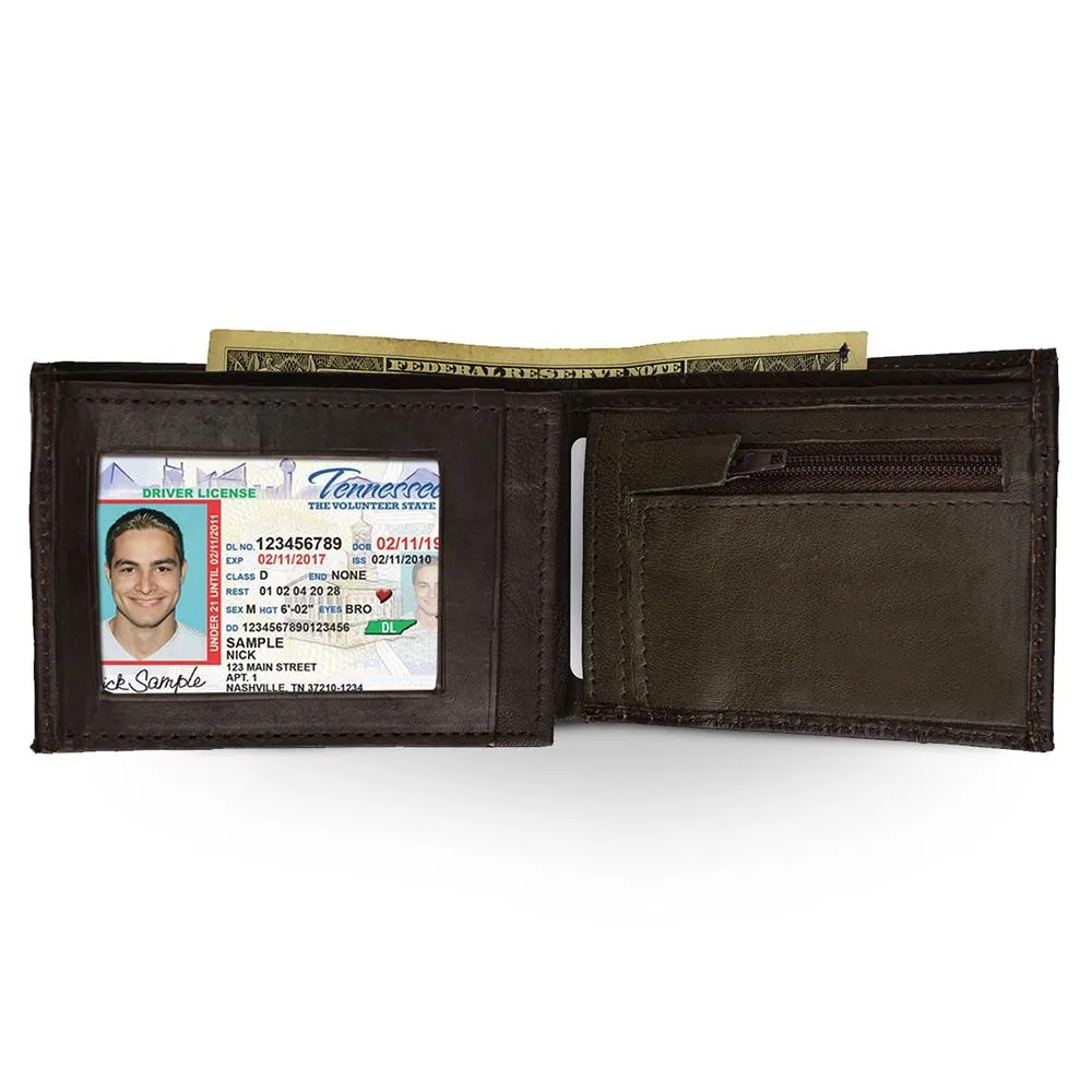 Men Genuine Leather Tri-fold Wallet
