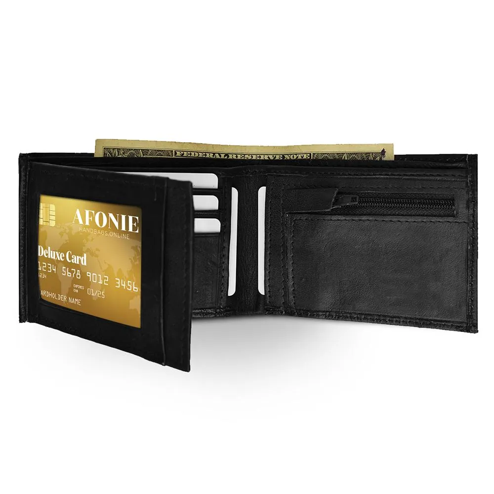 Men Genuine Leather Tri-fold Wallet