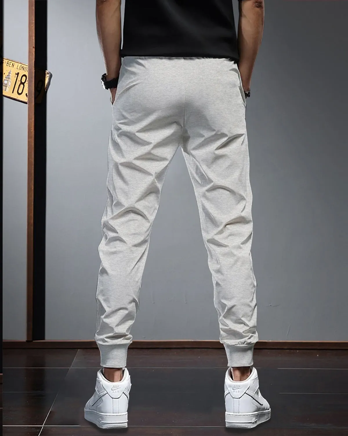 Men Light Grey Cuffed Ankles TrackPant