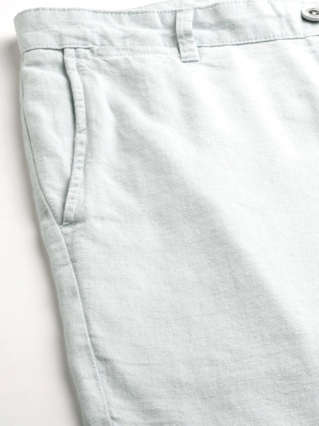 Men's Light Blue Linen Viscose  Regular Fit Shorts
