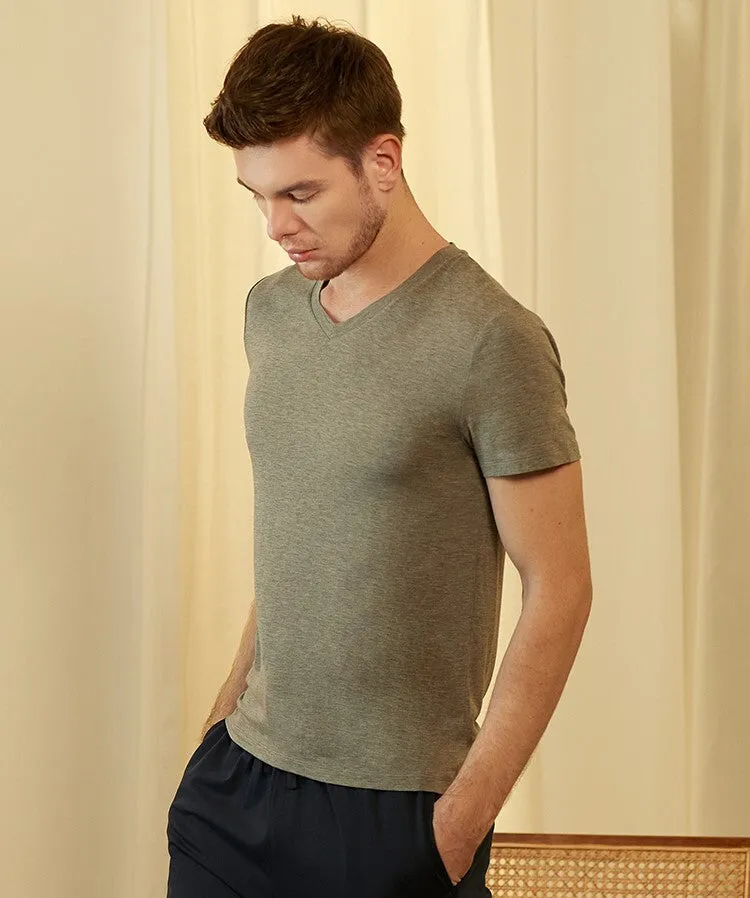 Men's Modal Chitosan Anti-Bacterial V-Neck Tops T-Shirt