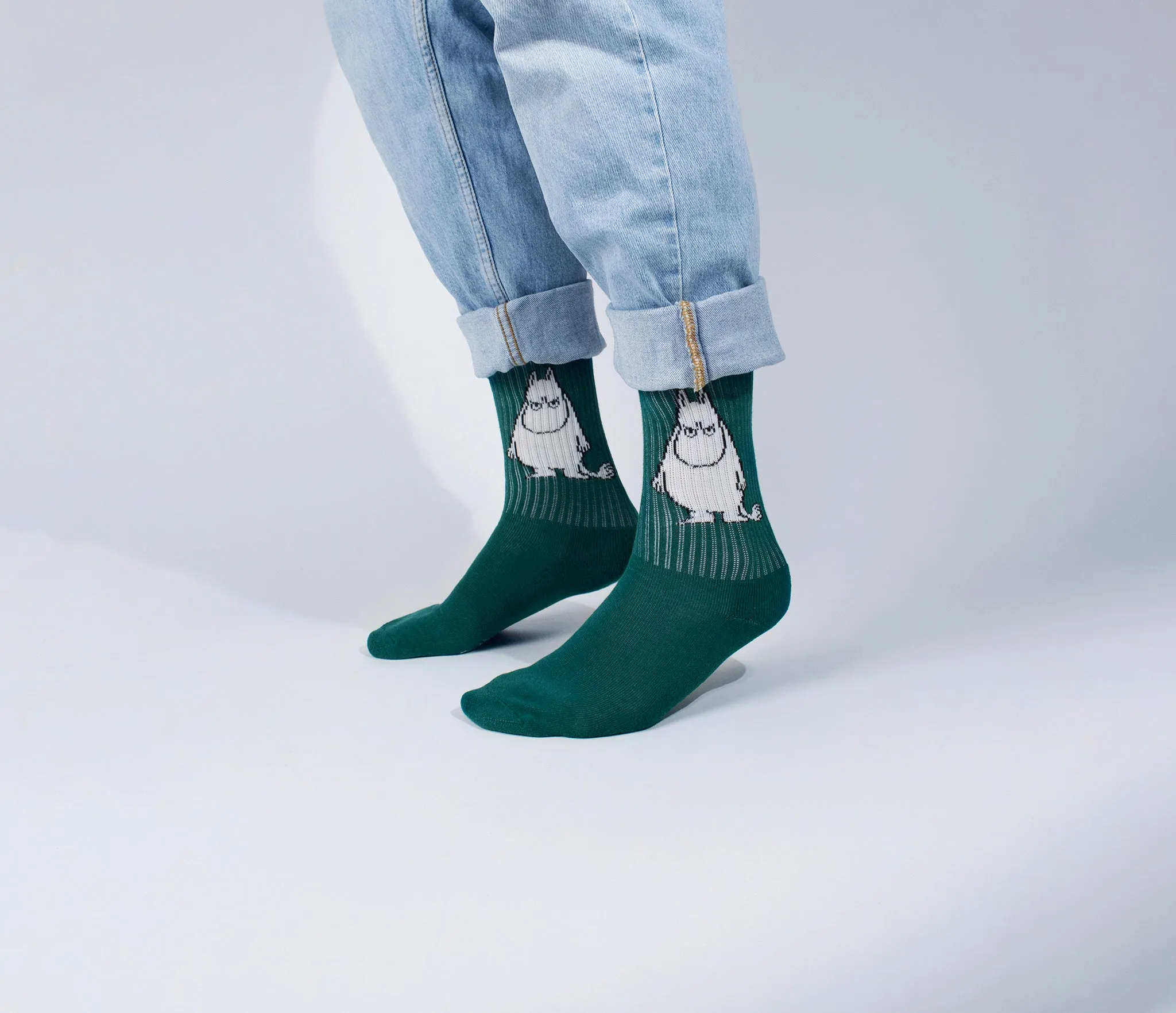 Green Retro Angry Moomintroll Mens Socks