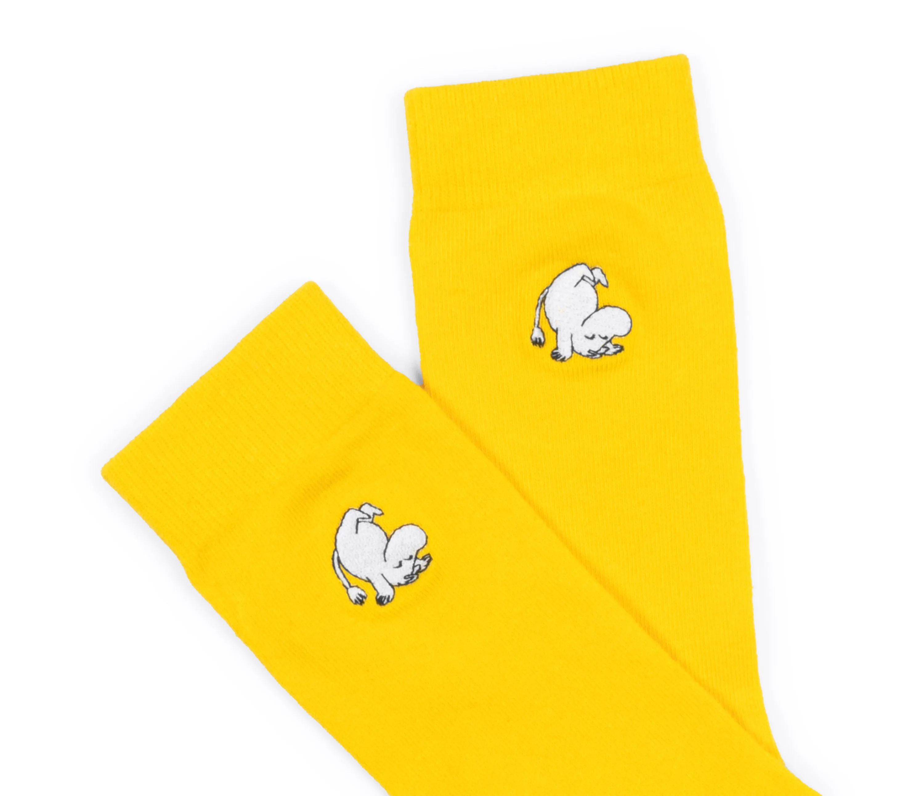 Moomintroll Happy Embroidery Men Socks - Yellow