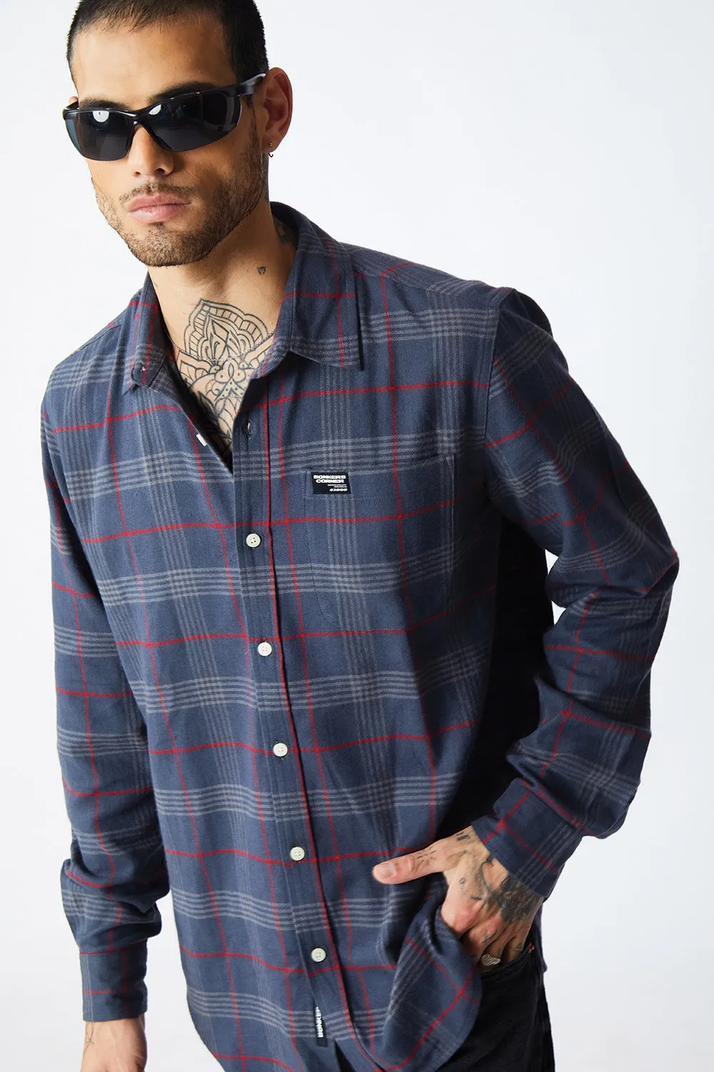 Multi Pattern Blue Regular Fit Shirt