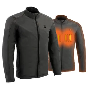 Nexgen Heat NXM1762SET Mens Soft Shell Heated Jacket - Grey Standup Collar Jacket for Winter with Battery Pack