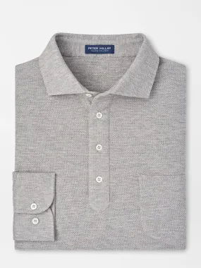 Peter Millar Ramble Long-Sleeve Cotton Cashmere Polo in Gale Grey