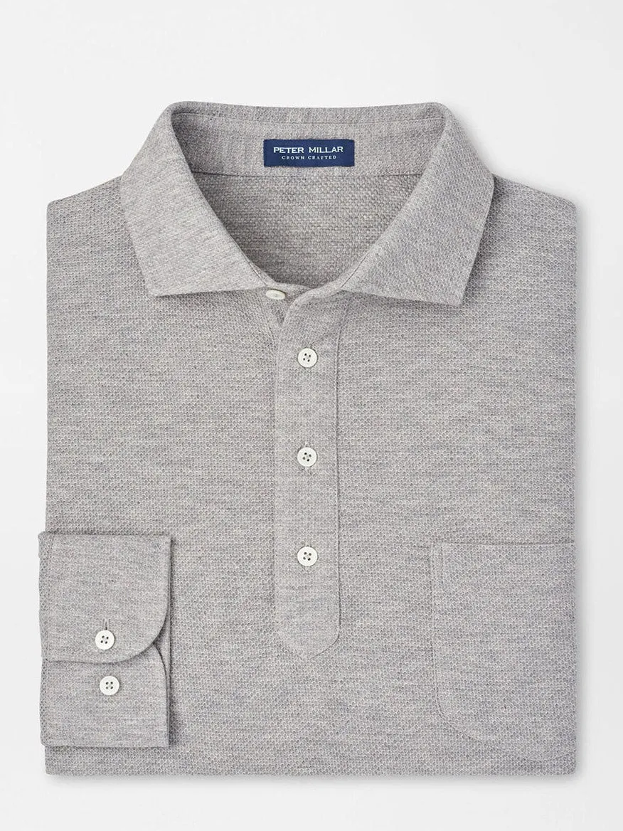 Peter Millar Ramble Long-Sleeve Cotton Cashmere Polo in Gale Grey