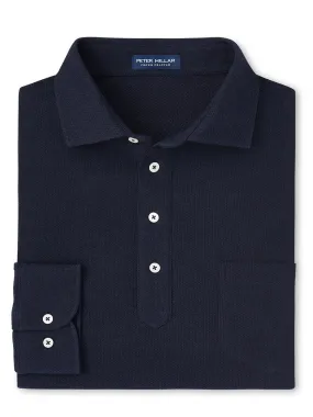 Peter Millar Ramble Long-Sleeve Cotton Cashmere Polo in Navy