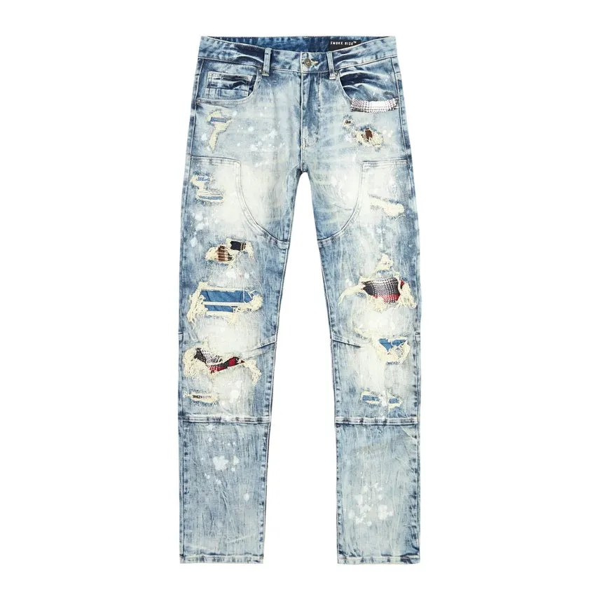 Plaid Backed Workwear Jean - Ramsey Blue