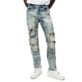 Plaid Backed Workwear Jean - Ramsey Blue