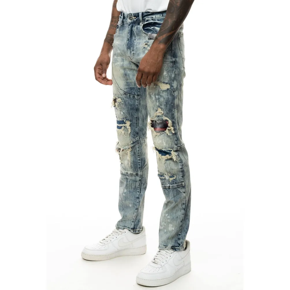 Plaid Backed Workwear Jean - Ramsey Blue