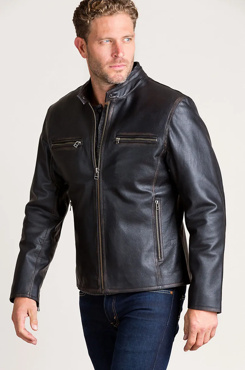Retro Motocross Cowhide Leather Jacket