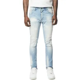 Rip & Repaired Denim Jeans - Lowell Blue