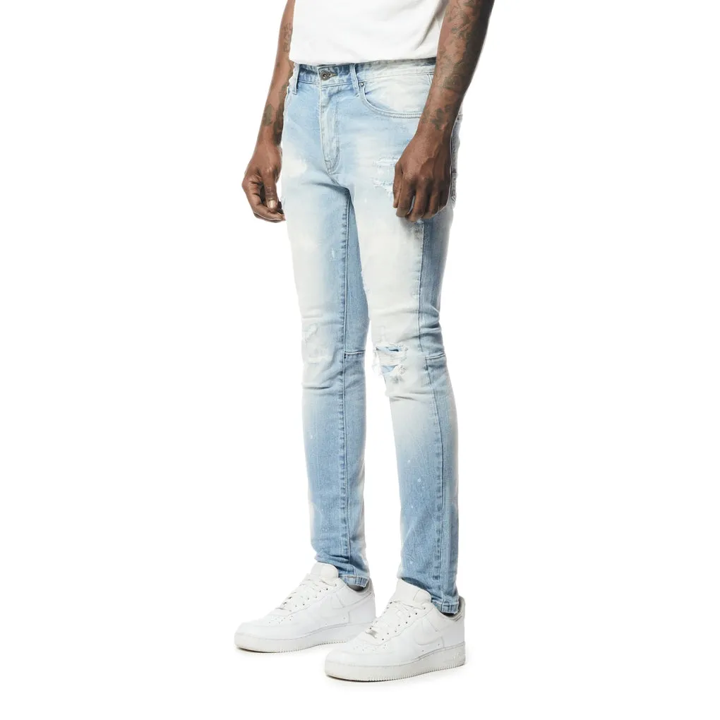 Rip & Repaired Denim Jeans - Lowell Blue