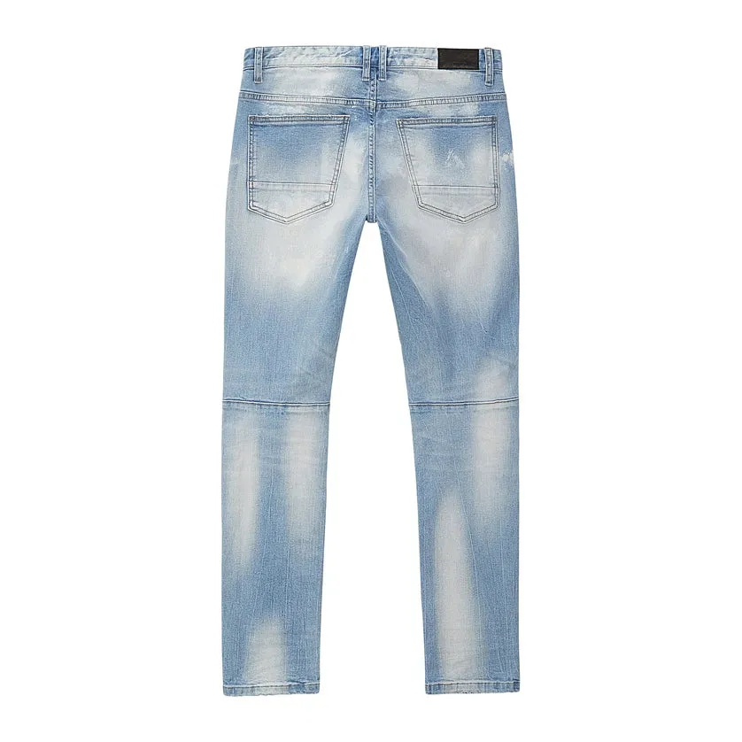 Rip & Repaired Denim Jeans - Lowell Blue