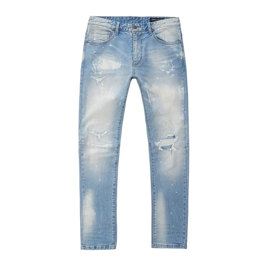 Rip & Repaired Denim Jeans - Lowell Blue