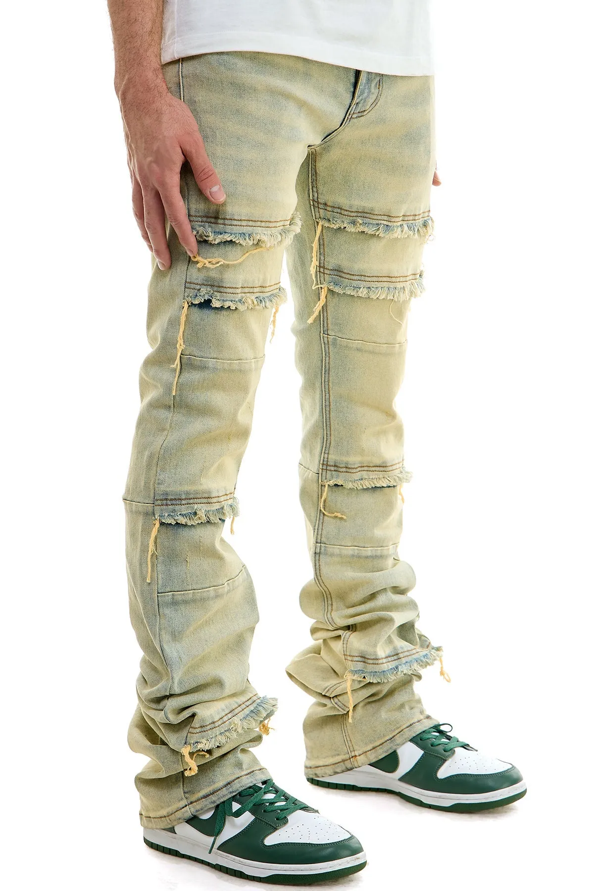 Skinny Flare Stacked Jeans For men