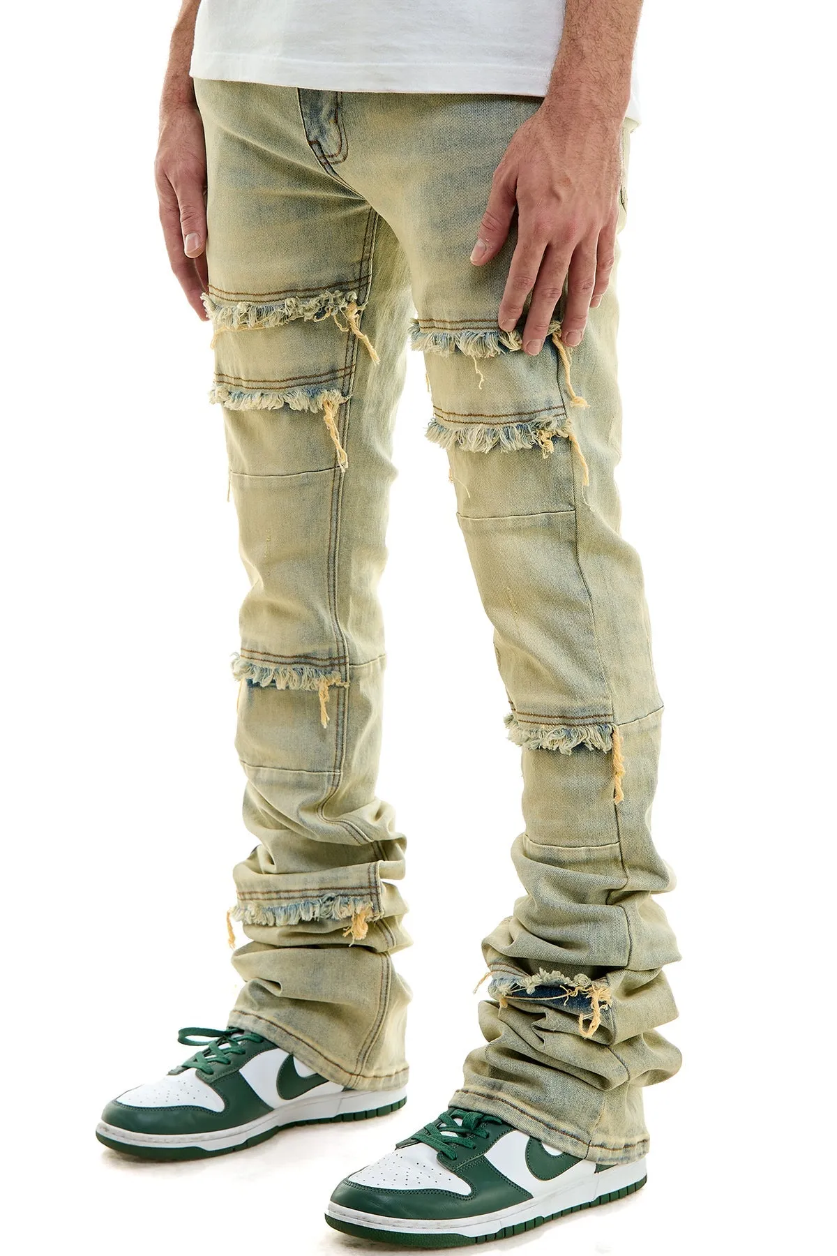 Skinny Flare Stacked Jeans For men