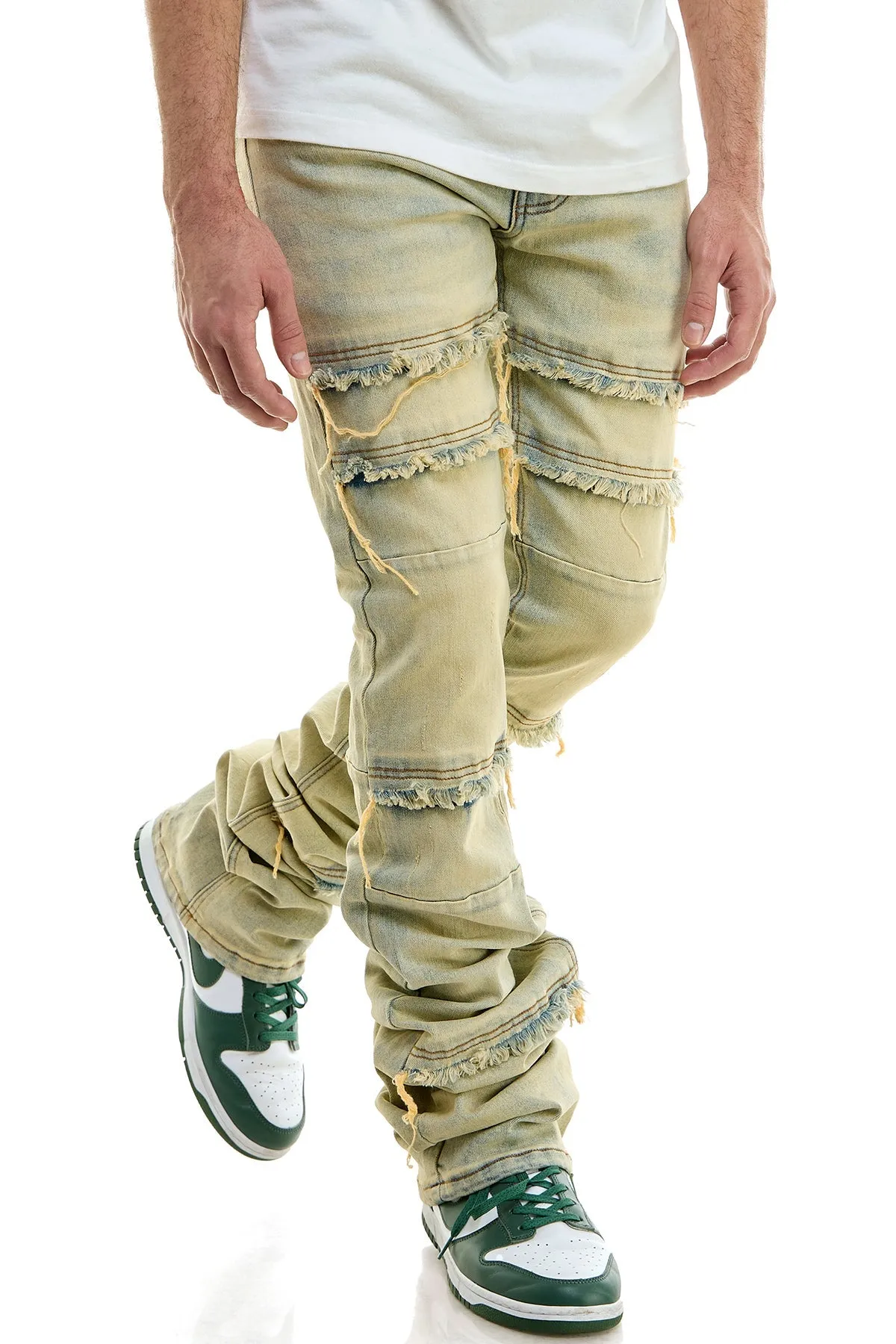 Skinny Flare Stacked Jeans For men