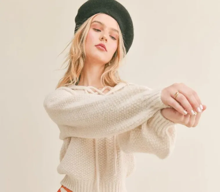 Sophia Lace Up Sweater