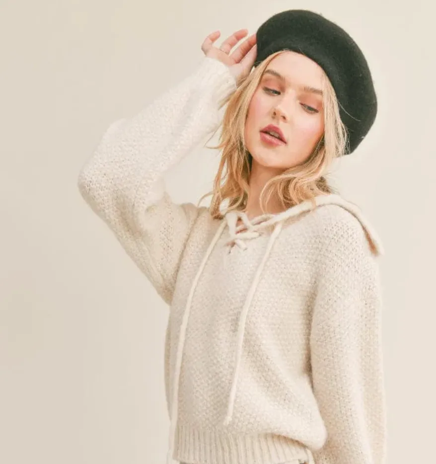 Sophia Lace Up Sweater