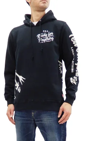 Tedman Pullover Hoodie Men's Lucky Devil Graphic Printed Hooded Sweatshirt TDPSP-101 Black