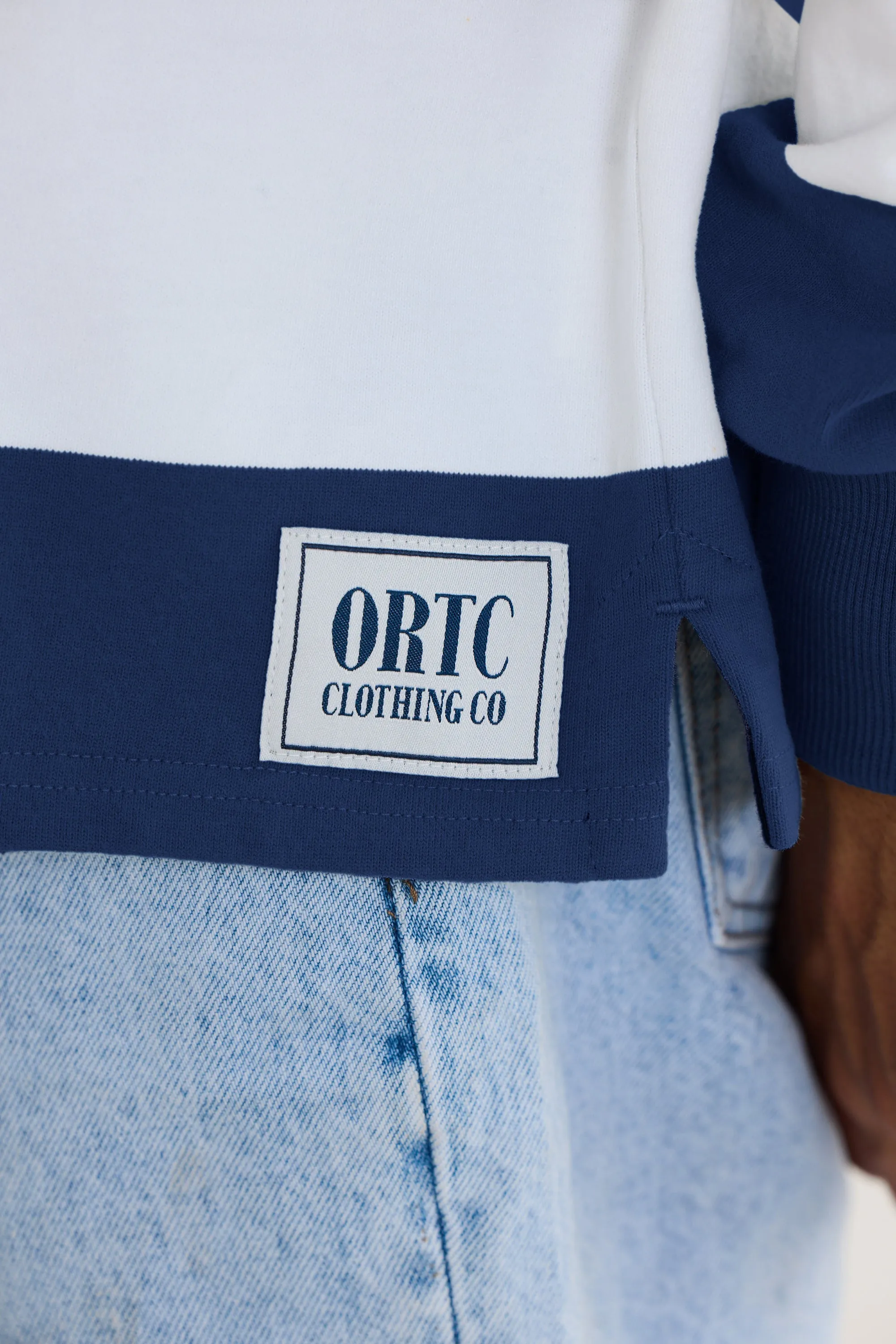 Unisex Rugby Jumper Navy and White Stripe