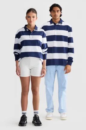 Unisex Rugby Jumper Navy and White Stripe