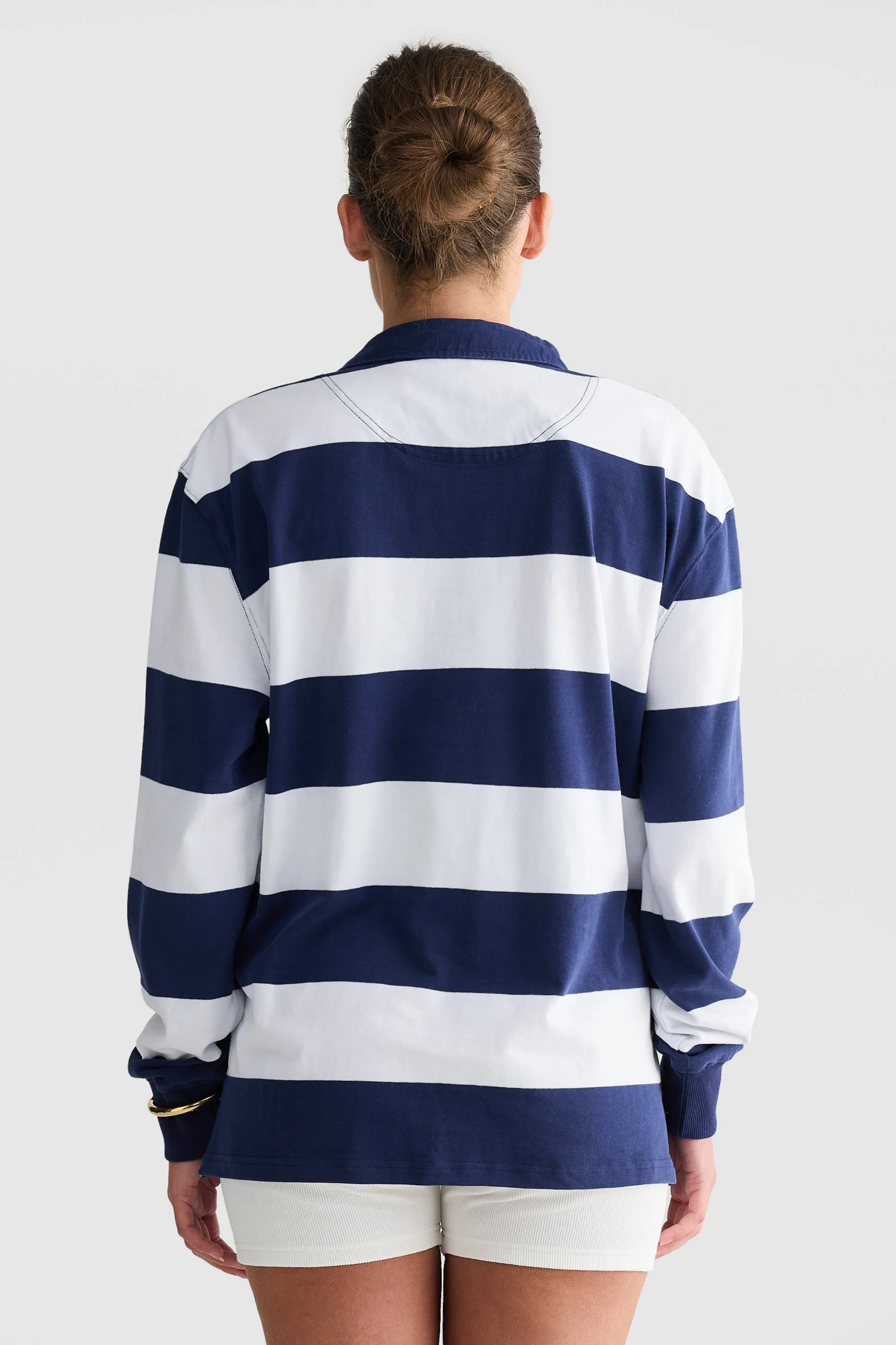 Unisex Rugby Jumper Navy and White Stripe