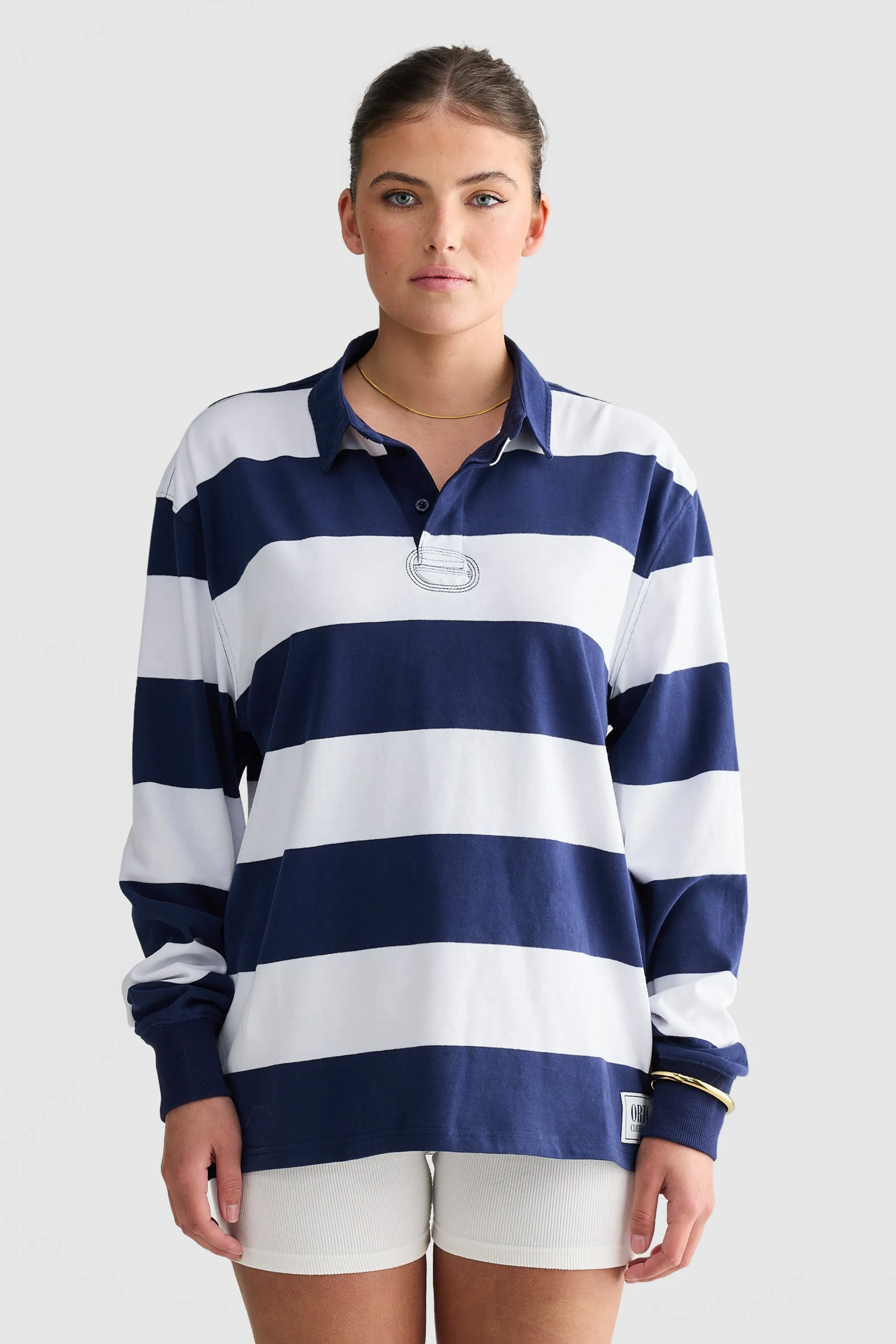 Unisex Rugby Jumper Navy and White Stripe