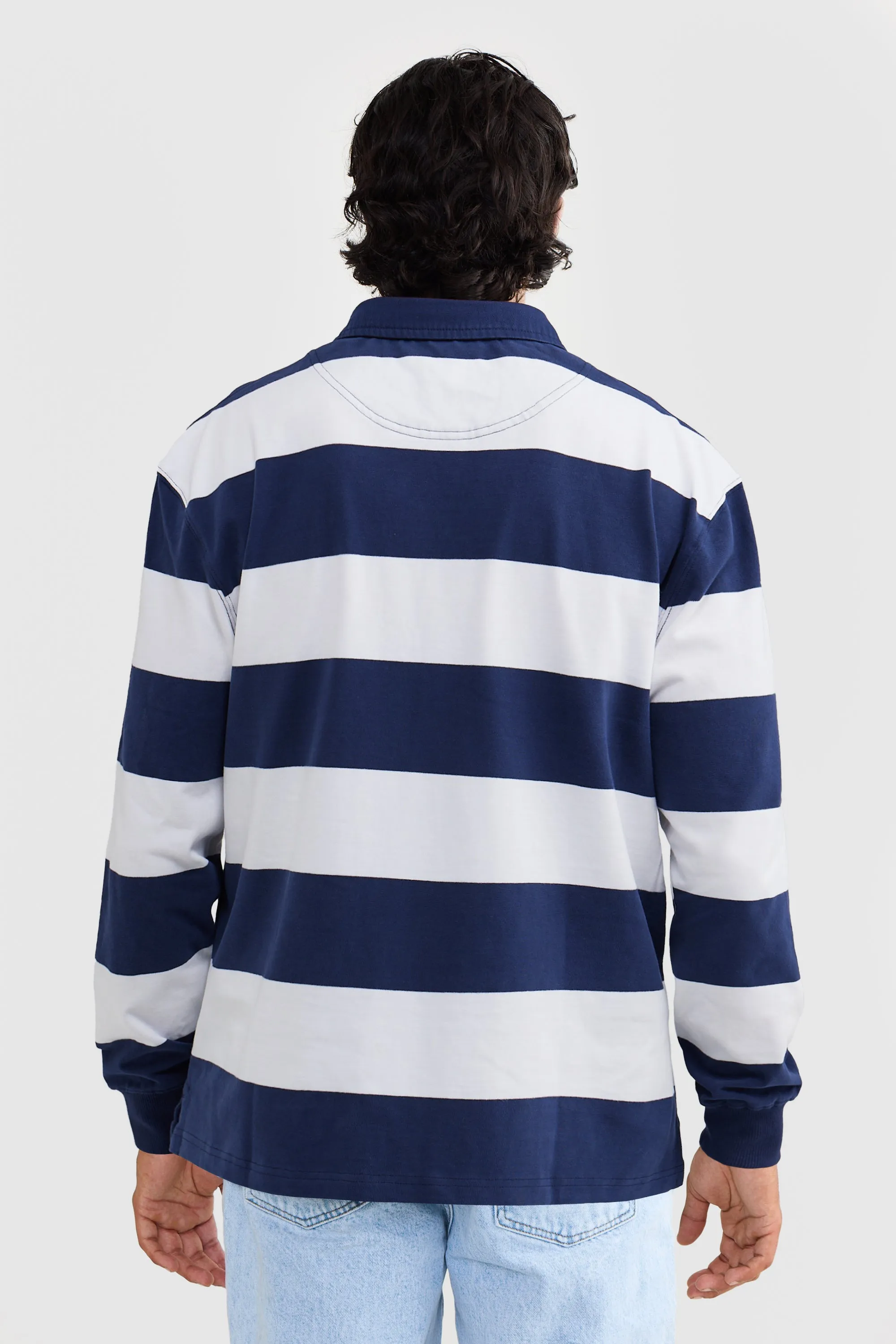 Unisex Rugby Jumper Navy and White Stripe