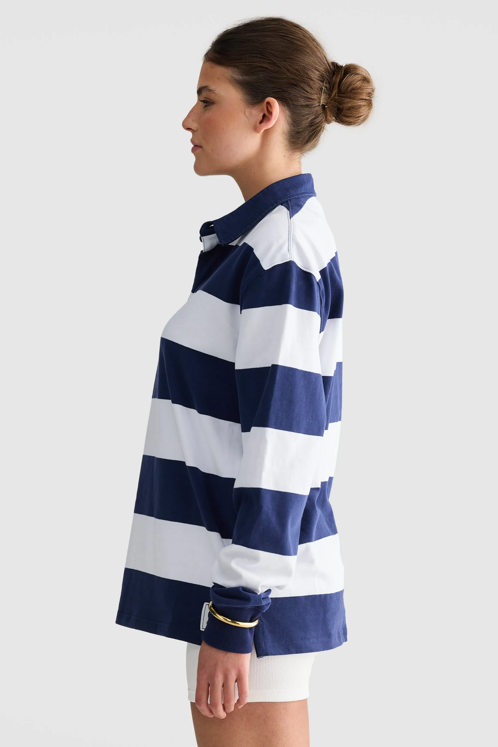 Unisex Rugby Jumper Navy and White Stripe