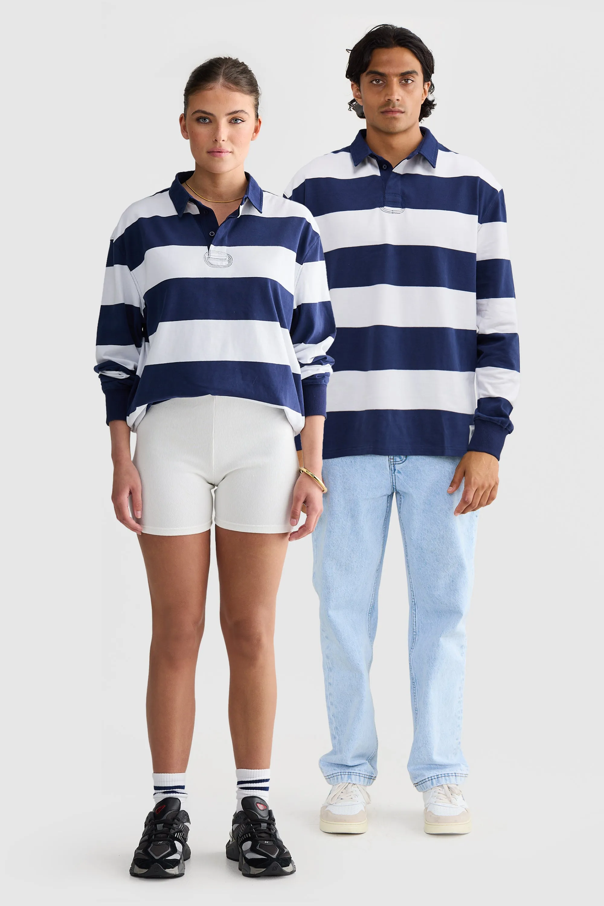 Unisex Rugby Jumper Navy and White Stripe