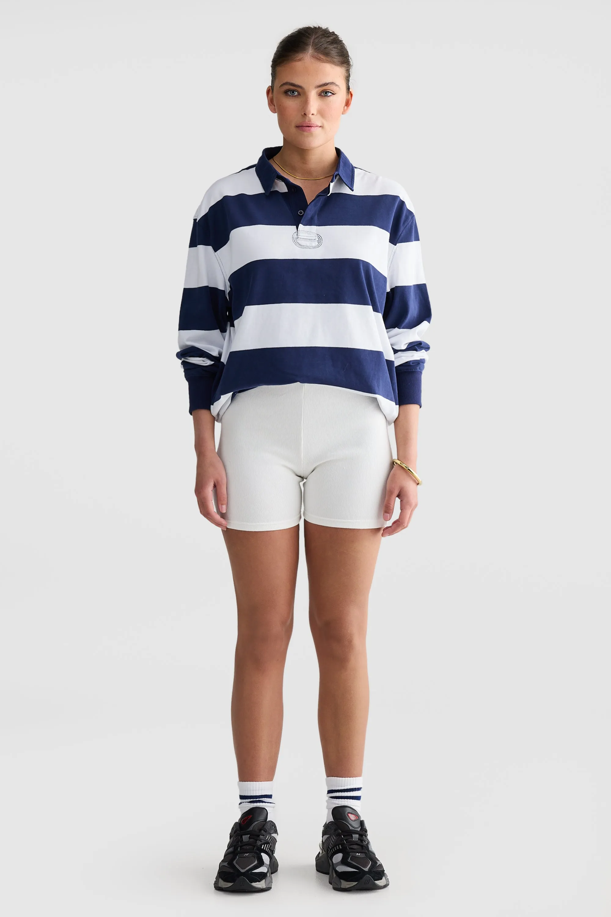 Unisex Rugby Jumper Navy and White Stripe