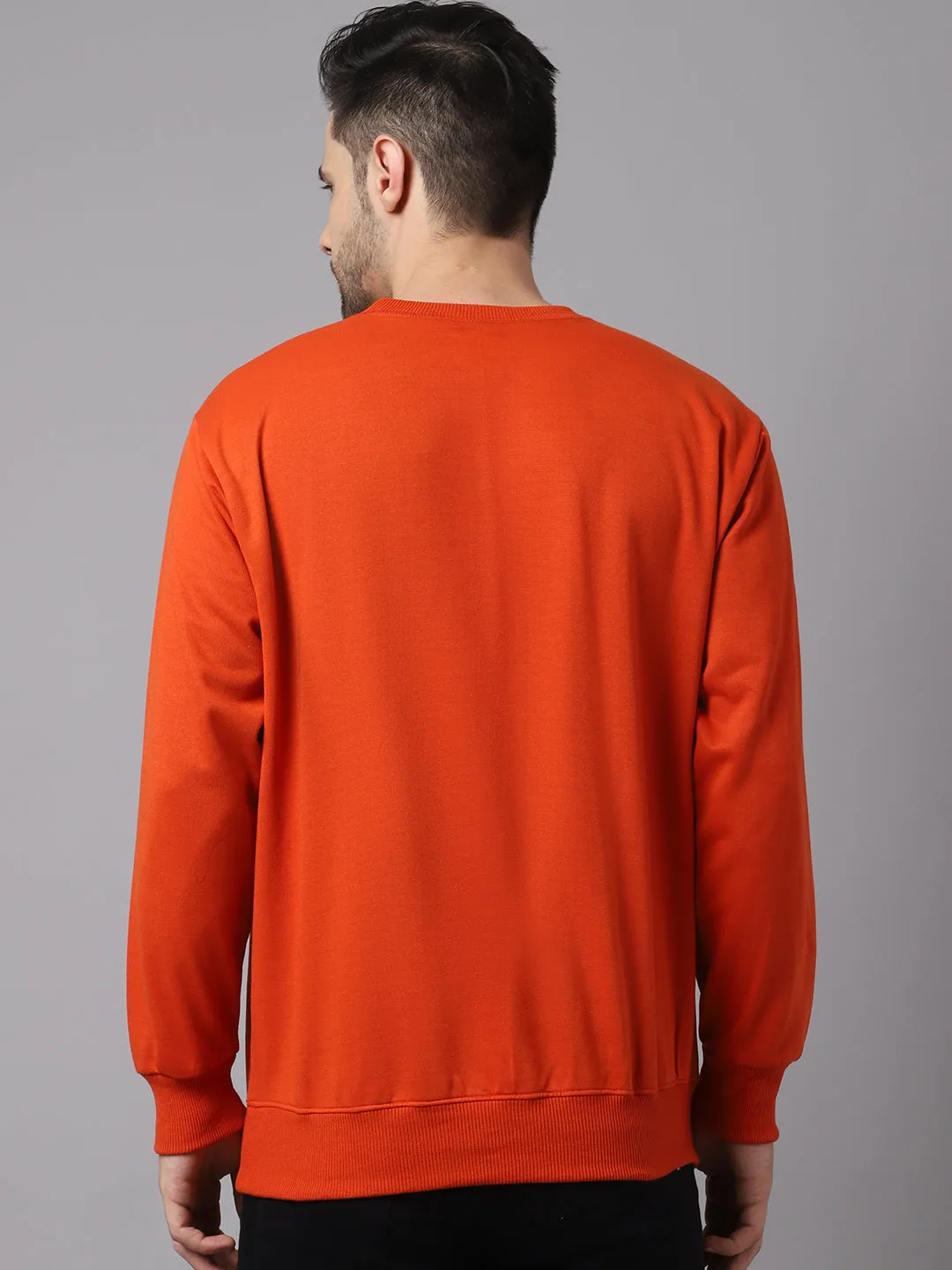 Vimal Jonney Fleece Round Neck Rust Sweatshirt for Men