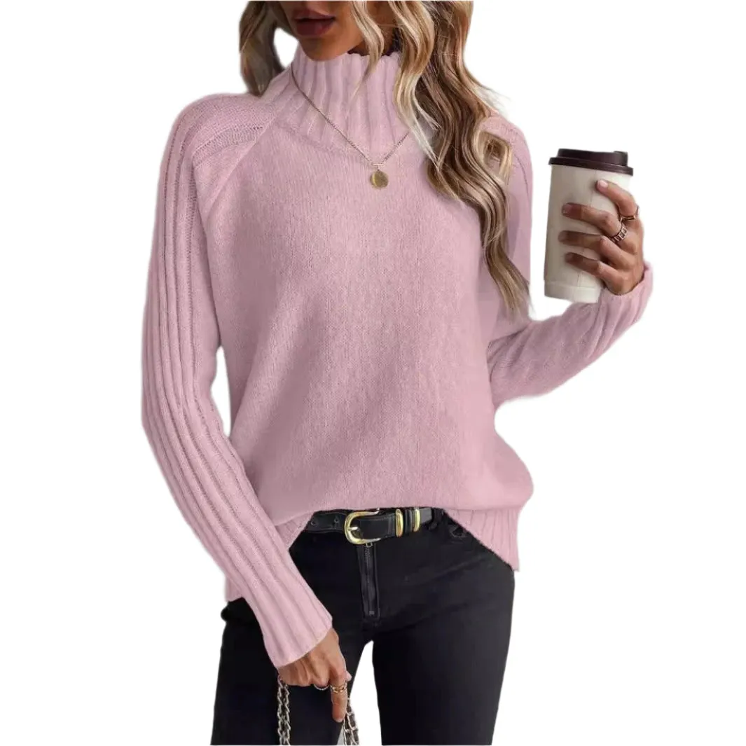 Women's Solid Color Pullover Long Sleeve Turtleneck Sweaters