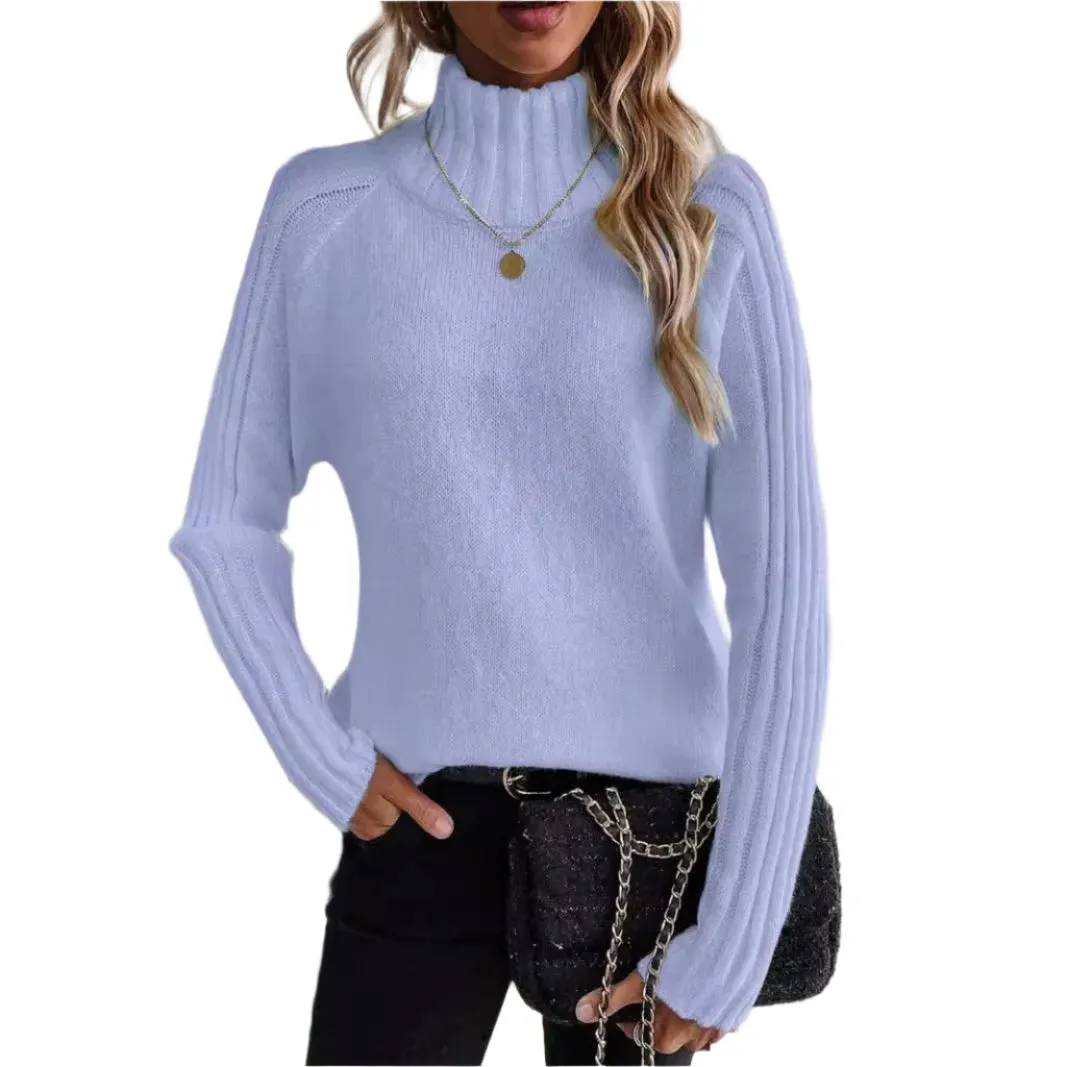 Women's Solid Color Pullover Long Sleeve Turtleneck Sweaters