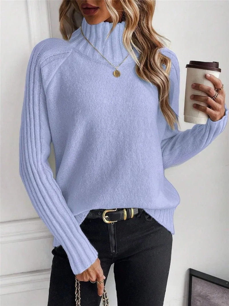 Women's Solid Color Pullover Long Sleeve Turtleneck Sweaters