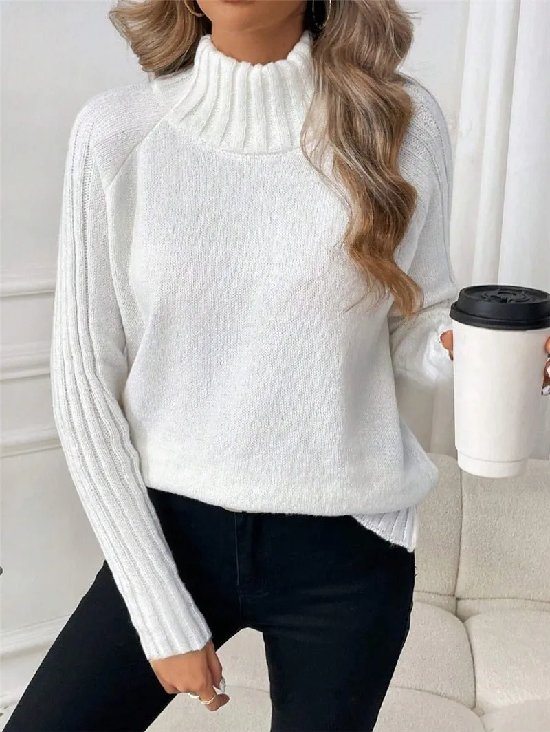 Women's Solid Color Pullover Long Sleeve Turtleneck Sweaters