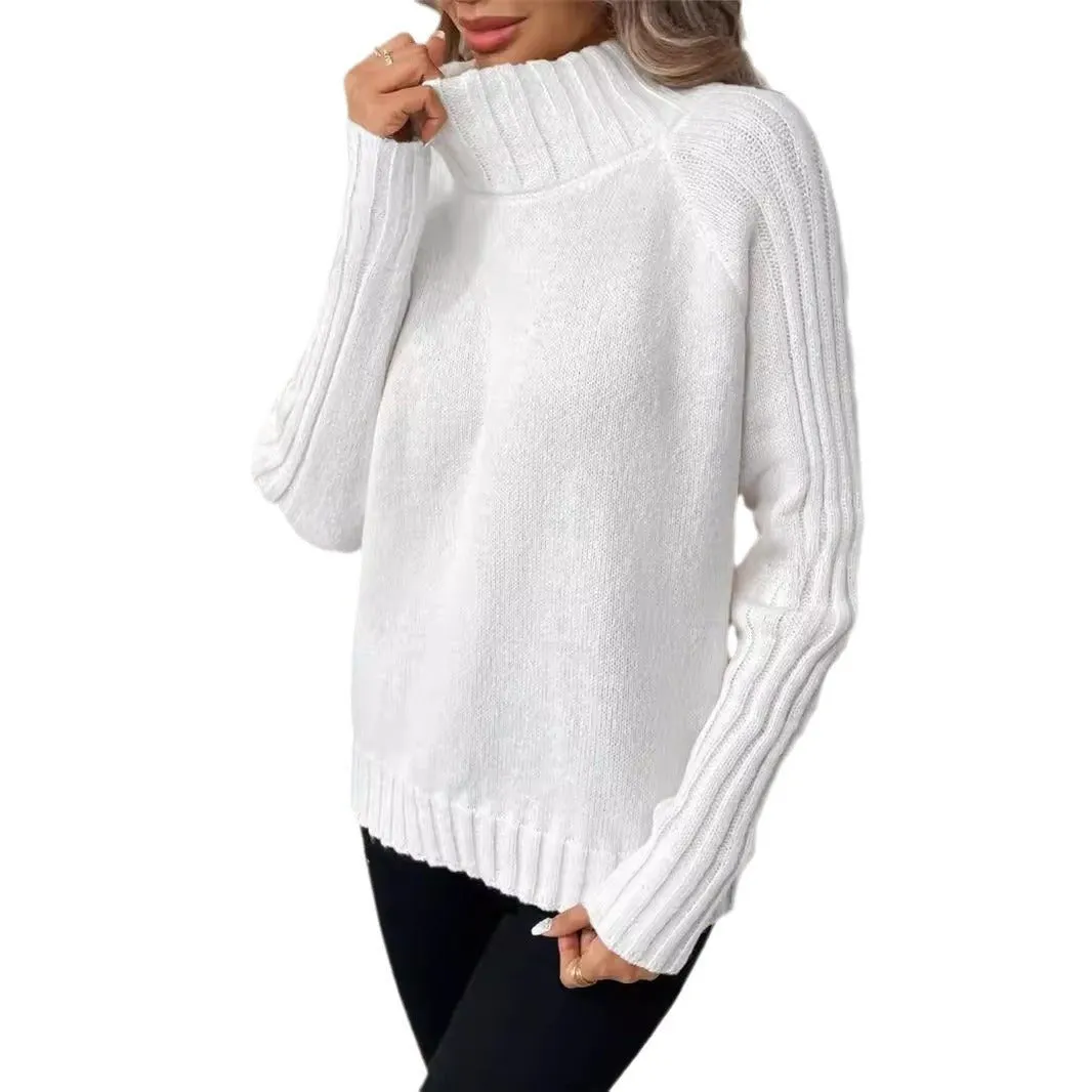 Women's Solid Color Pullover Long Sleeve Turtleneck Sweaters