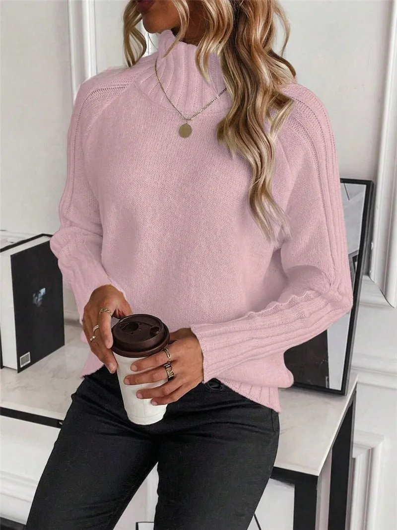 Women's Solid Color Pullover Long Sleeve Turtleneck Sweaters
